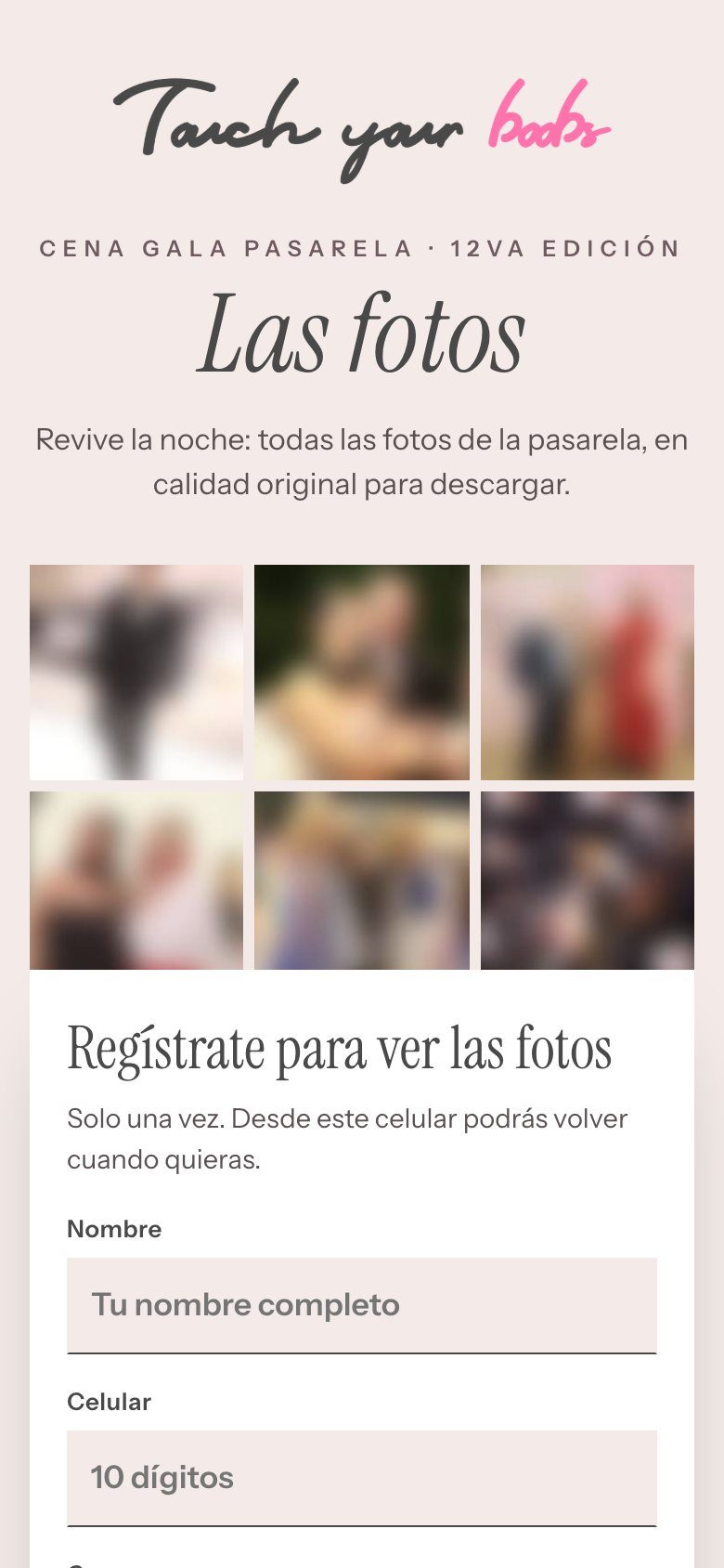Galería de fotos con registro